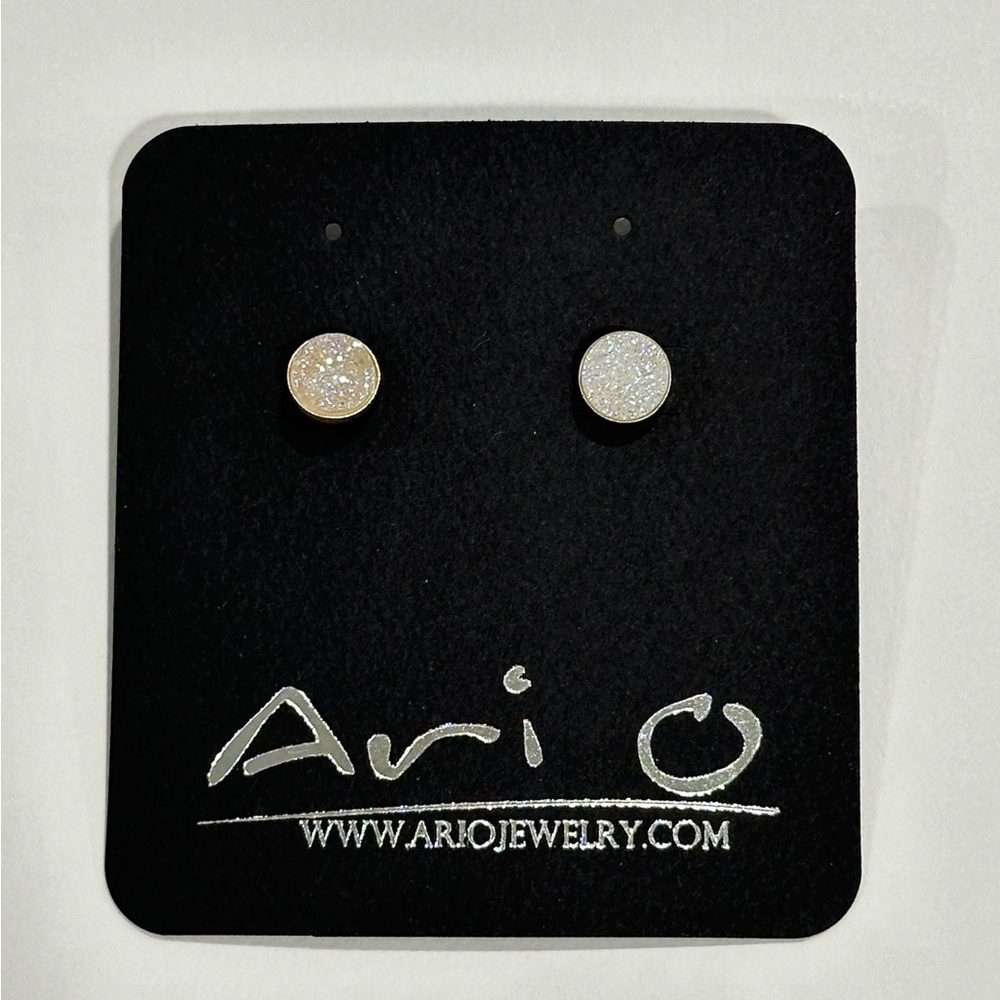 Ari O Jewelry Handmade Druzy Quartz Sterling Silver Earrings NIB